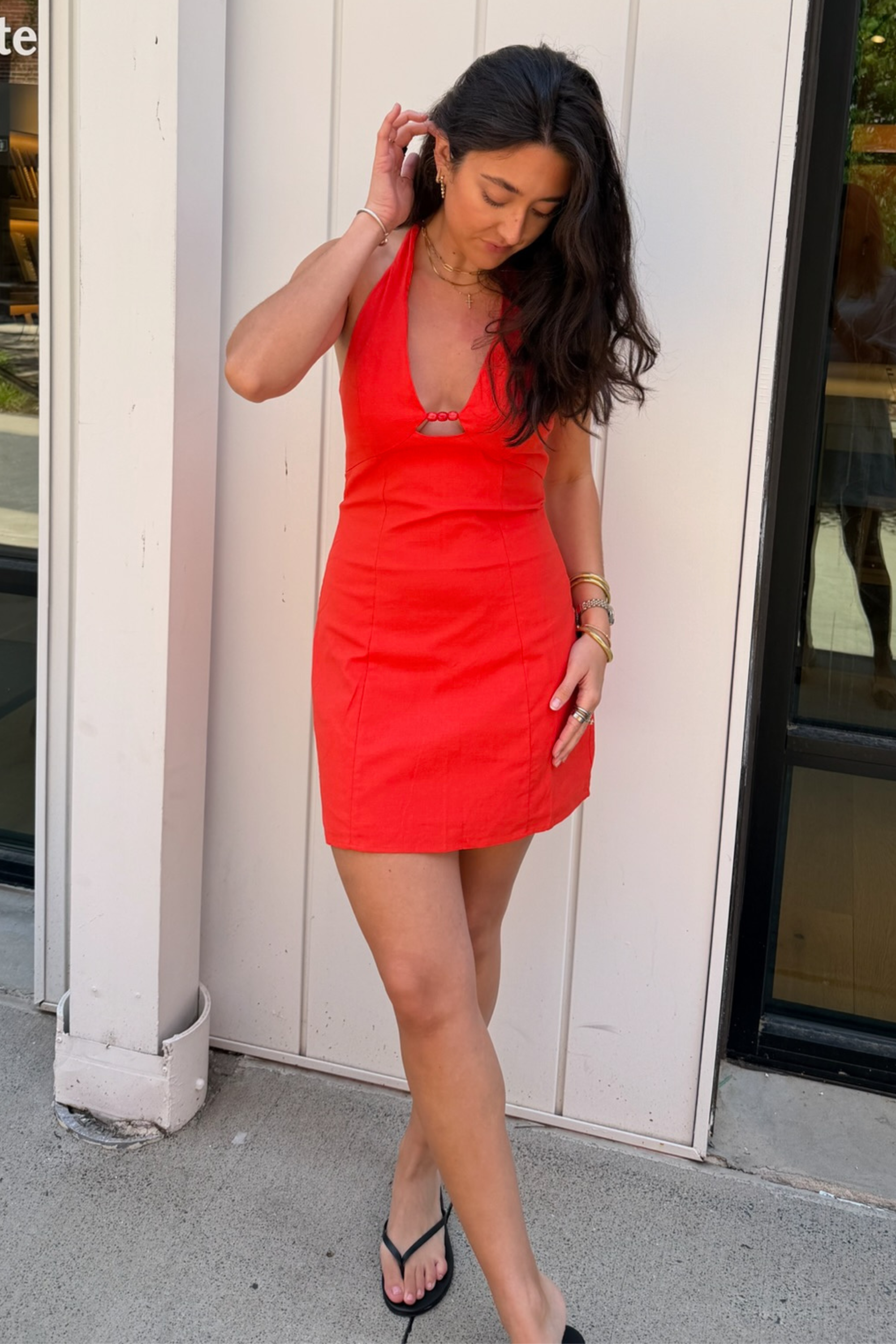 Orleans Halter Mini Dress - Tomato Orleans Halter Mini Dress - Tomato