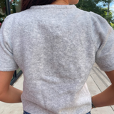 Nola Short Sleeve Button Down Cardigan - Heather Grey