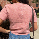 Nola Short Sleeve Button Down Cardigan - Light Coral