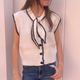 Mollie Sleeveless Sweater w/ Scarf - Ivory