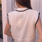 Mollie Sleeveless Sweater w/ Scarf - Ivory