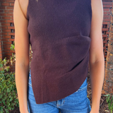 Brooke Boat Neck Asymmetrical Tank - Dark Chocolate