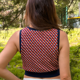 Cher Crochet Jacquard Tank - Dark Blue Multi