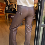 Adler Faux Leather Pants - Brown