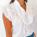 Miley Flutter Sleeve Top - White