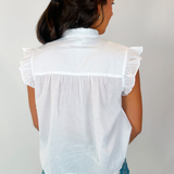 Miley Flutter Sleeve Top - White