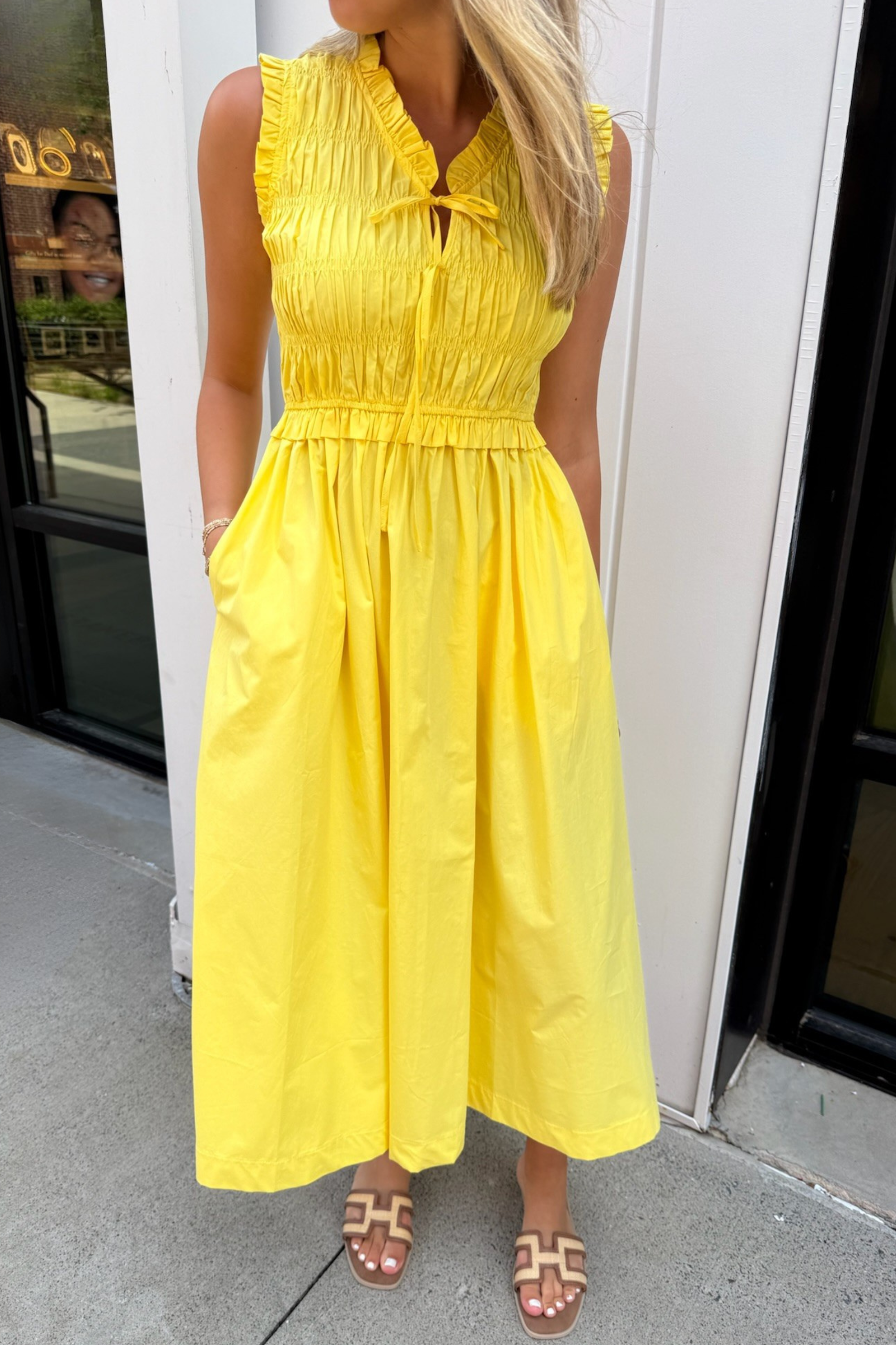 yellow midi dress casual Women's Yellow Midi Dresses