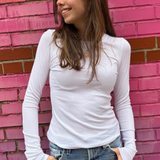 Ribbed Long Sleeve Top - White