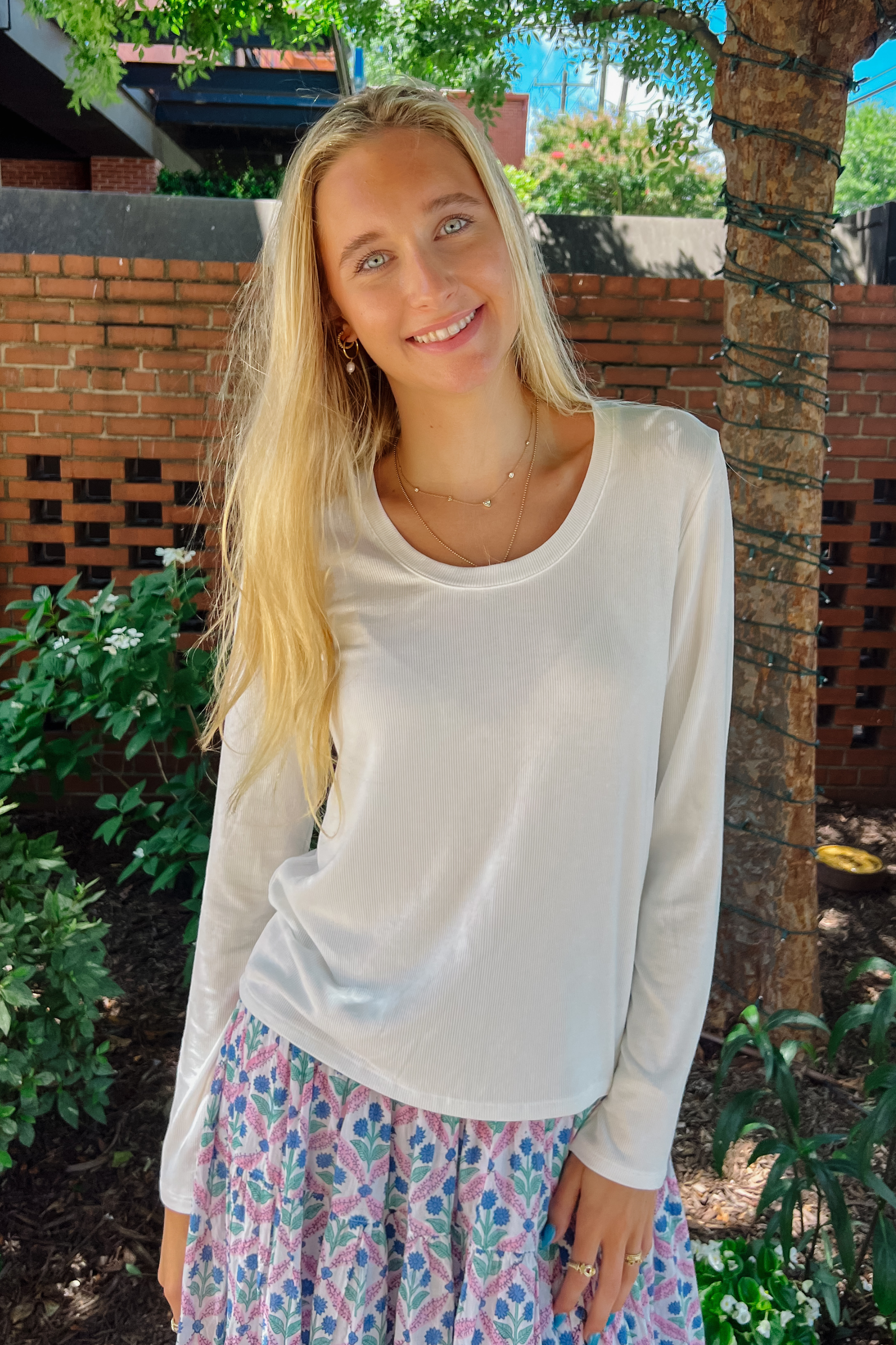 Lauren Long Sleeve Tee - White – Lilbelle Charlotte