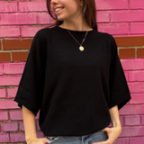 Mia Crewneck Batwing Sweater - Black