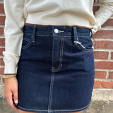 Mimi Micro Clean Hem Skirt - Dark Denim