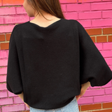 Mia Crewneck Batwing Sweater - Black