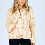 Zelle Chunky Knit Cardigan - Creme