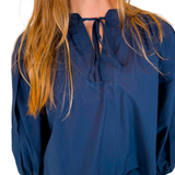 Margaret Vneck Balloon Sleeve Top - Navy