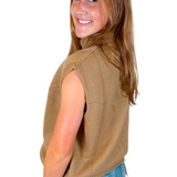 Colbie Mockneck Sweater Vest - Camel
