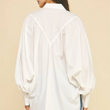 Zoe Poplin Balloon Sleeve Oversized Shirt - Off White