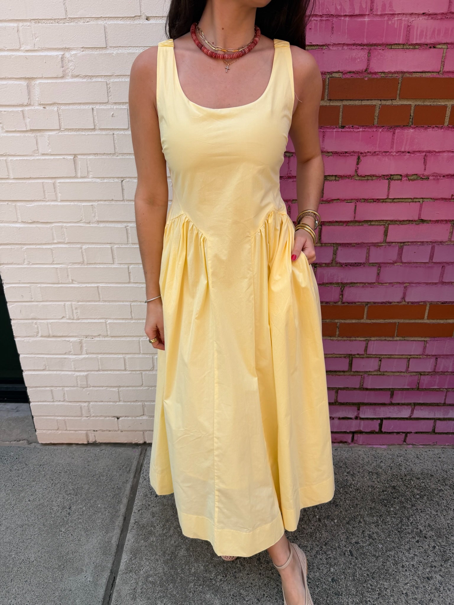 Spring Drop Waist Midi Dress