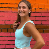 Sara Seamless Square Neck Top - Breezy Blue