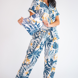 Kathy Jammy Pant Set - Navy Gold Safari