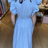 Fiona Flutter Sleeve Midi Dress - Chambray