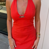 Orleans Halter Mini Dress - Tomato