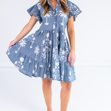 Lou Flutter Sleeve Mini Dress - Sago Palm Chambray