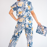 Kathy Jammy Pant Set - Navy Gold Safari