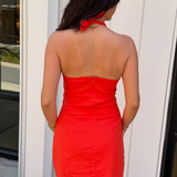 Orleans Halter Mini Dress - Tomato
