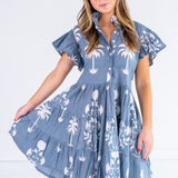 Lou Flutter Sleeve Mini Dress - Sago Palm Chambray