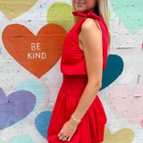 Pia Drop Waist Mini Dress - Red