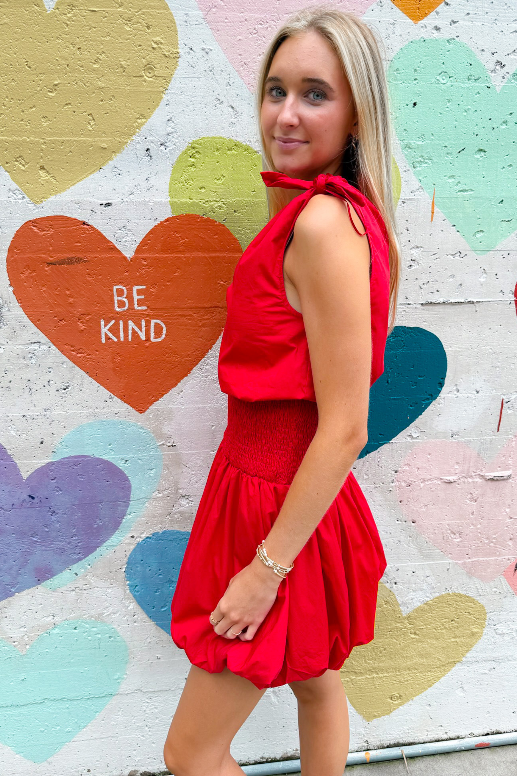 Pia Drop Waist Mini Dress - Red
