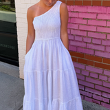 Eliza One Shoulder Maxi Dress - White