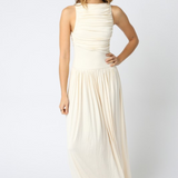 Brinley High Neck Jersey Maxi Dress - Cream