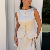 Devyn Mini Tie Skirt - Beige