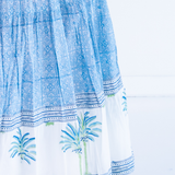 Britt Smocked Midi Skirt - Palm Tile Blue