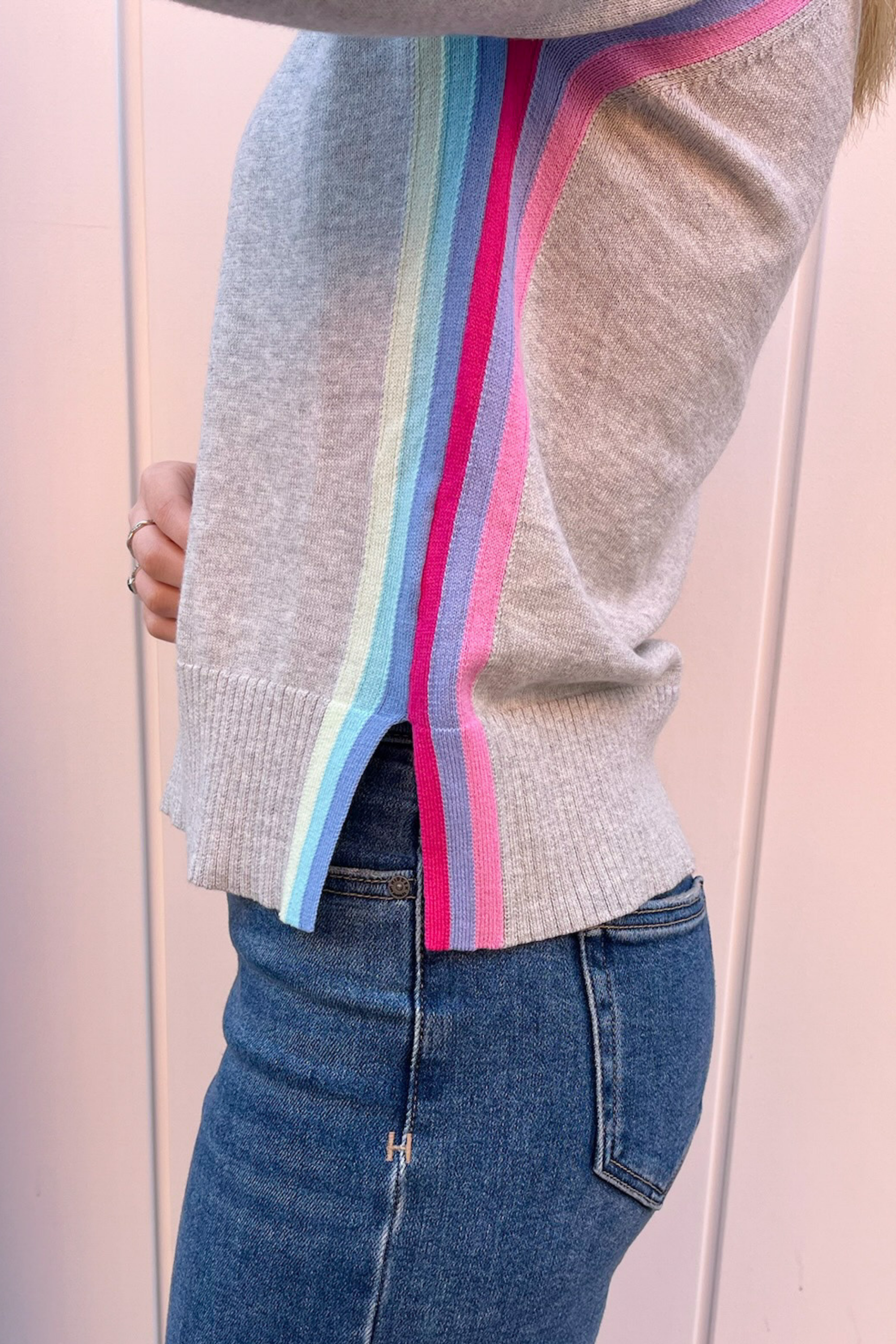 Rainbow Stripe Sweater - Fog