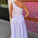 Eliza One Shoulder Maxi Dress - White