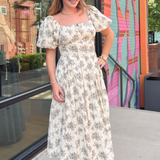 Vivi Floral Midi Dress - Ivory