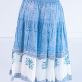Britt Smocked Midi Skirt - Palm Tile Blue