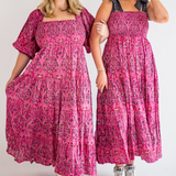 Harper Puff Sleeve Maxi Dress - Magenta Blossom