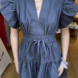 Marianna Flutter Sleeve Mini Dress - Navy