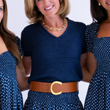 Indigo V-Neck Sweater Top - Navy