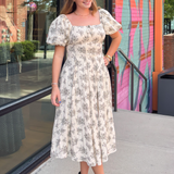 Vivi Floral Midi Dress - Ivory