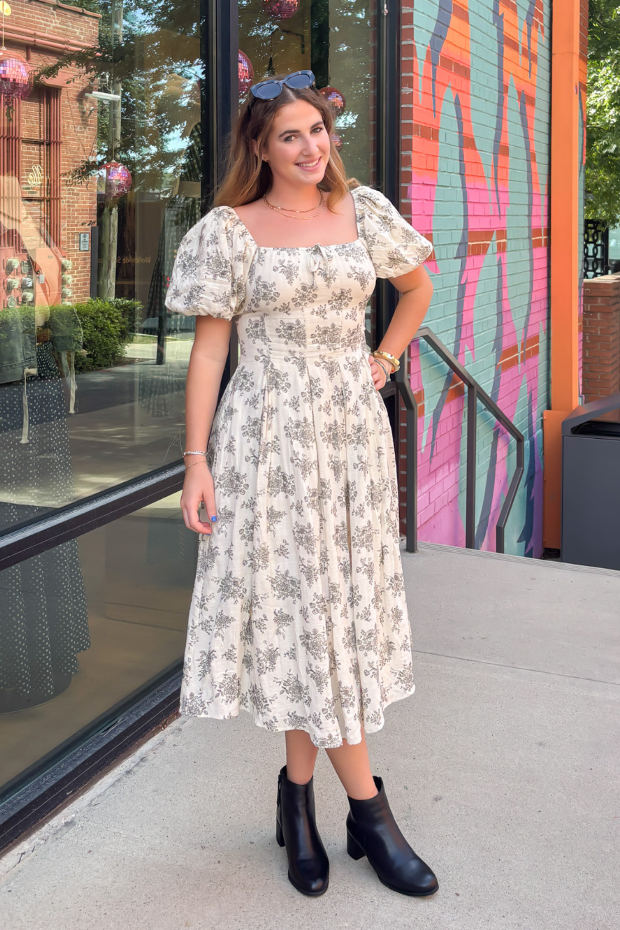 Vivi Floral Midi Dress - Ivory