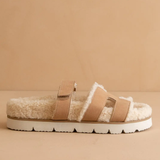 Alpine Camel Faux Shearling Fall Sandals - Camel