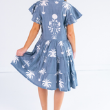 Lou Flutter Sleeve Mini Dress - Sago Palm Chambray