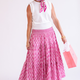 Britt Fall Smocked Midi Skirt - Wavy Magenta
