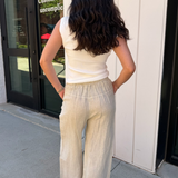 Cami Linen Drawstring Pants - Beige
