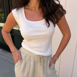 Ryan Square Neck Ribbed Knit - White