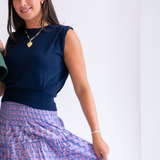 Page Sleeveless Muscle Knit Top - Navy